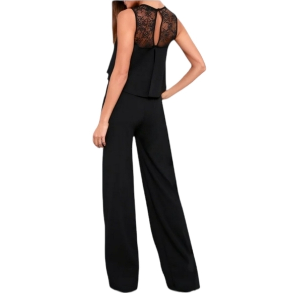NWT Lulu's Hollywood Heights Black Lace Jumpsuit Small - Picture 12 of 12